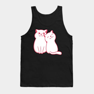 Cute Couples Cats Colorful Abstract Retro Design Tank Top